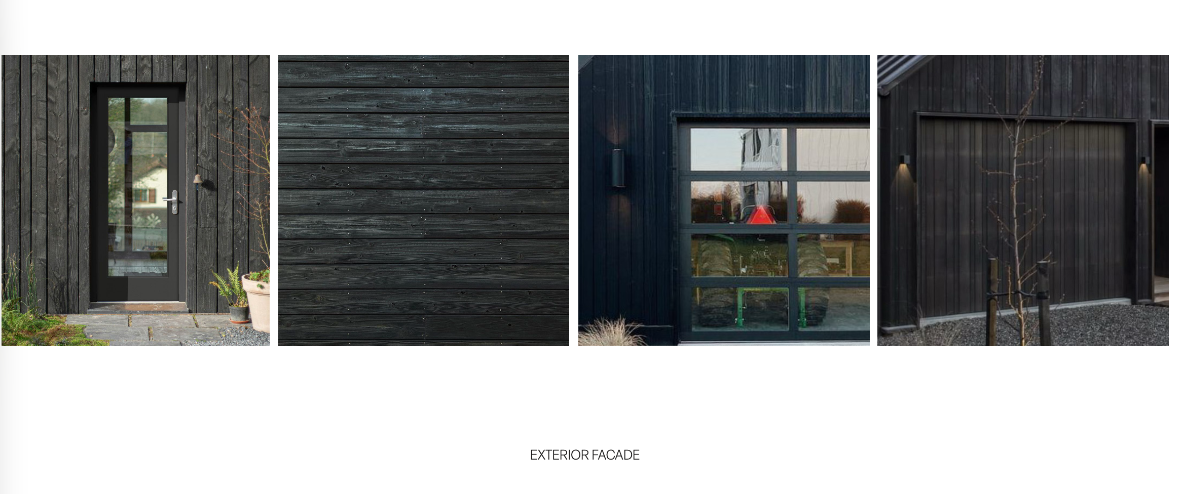 Exterior facade with dark siding and modern glass elements